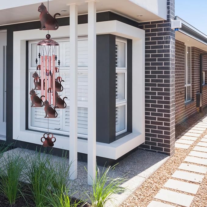 Cats Wind Chimes Outdoor/Indoor Decor - 36 Inch Metal Musical Wind Bells, Mobile Romantic Kitten Wind Catcher, Outdoor Cats Wind Chimes Gifts for Mom, Home, Balcony, Trees, Festival Garden Decoration