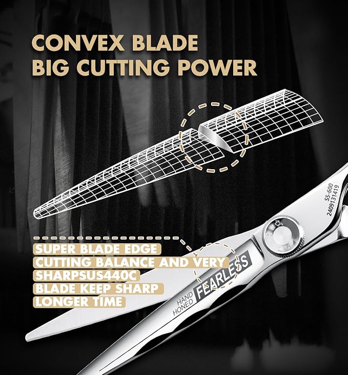 Professional Hair Cutting Scissors - SUS 440C & Cobalt Stainless Steel Barber Shears Fine Adjustment Tension Premium Shears for Hair Cutting (Hair Cutting Scissors S5, 5.5 Inches)