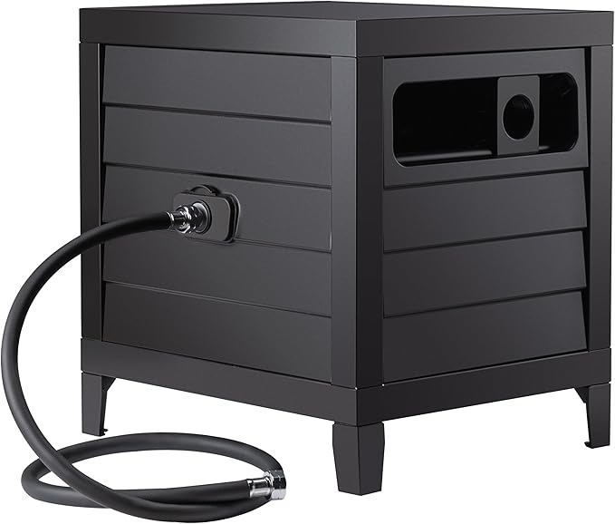 Metal Garden Hose Reel Deck box, Durable Steel Garden Hose Storage Box Cabinet, 150ft 5/8" Garden Hose Capacity. - Hose guide Manual Rewind, No-leak aluminum water connections