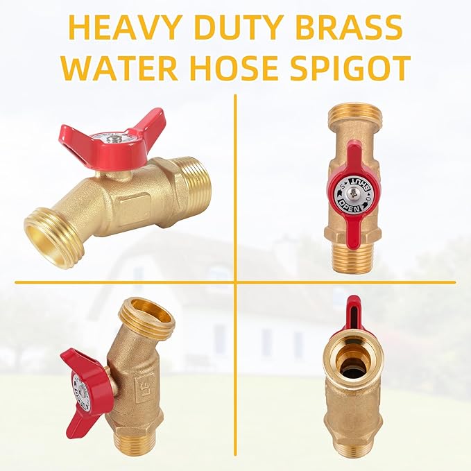 12 Pack Hose Bibb Brass Ball Valve, 3/4" Male NPT Inlet x 3/4" Male GHT Threaded Garden Hose Outlet Connector, 1/4-Turn Sillcock Water Spigot Hose Bibb Valve (3/4" x 3/4")