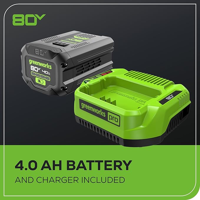 Greenworks 80V 18" Brushless Cordless Chainsaw (Great For Tree Felling, Limbing, Pruning, and Firewood), 75+ Compatible Tools, 4.0Ah Battery and Charger Included