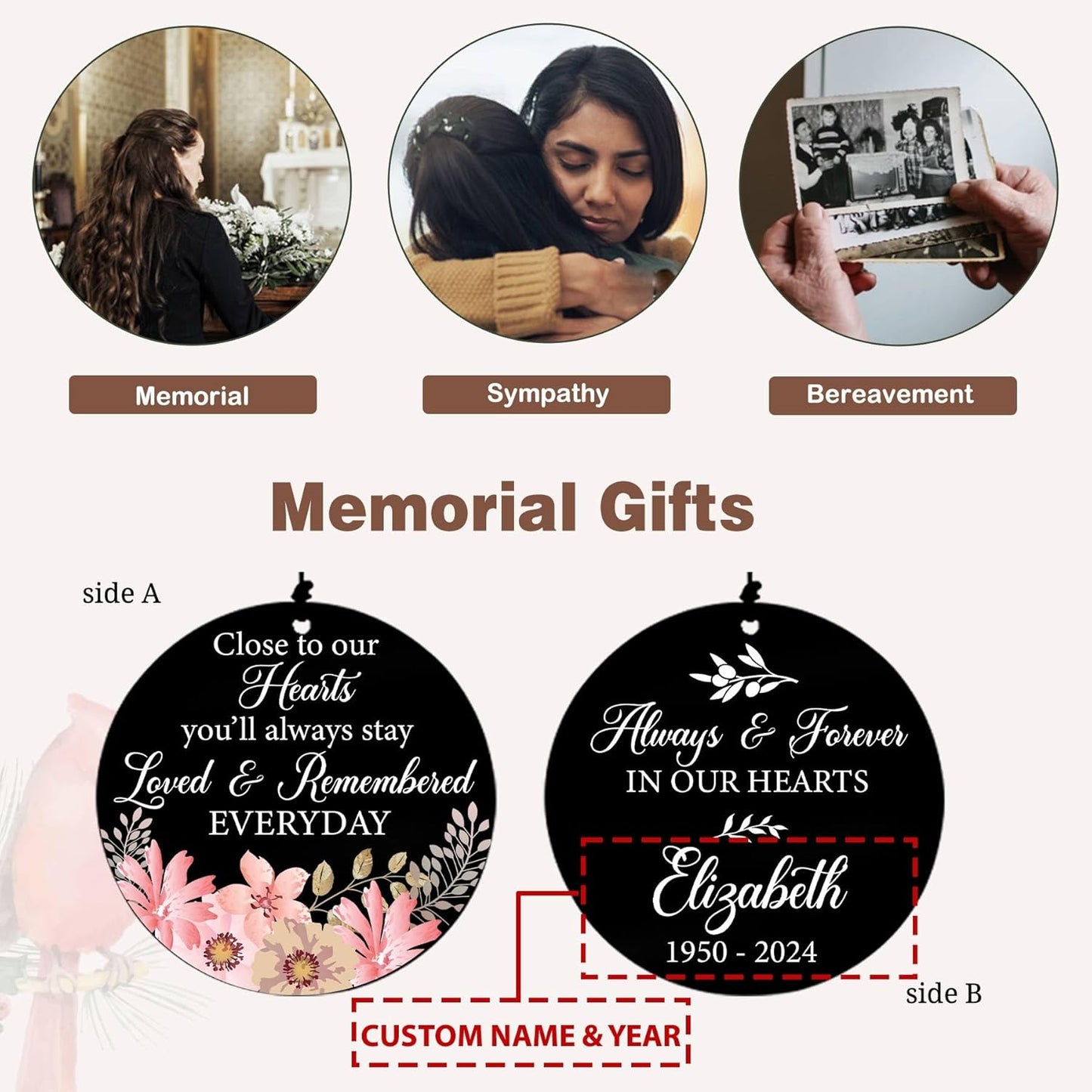 Personalized 36" Memorial Wind Chimes for Outside, Sympathy and Bereavement Gift for Loss of Loved One, A Thoughtful Remembrance of Mother, Father or Husband for Garden and Patio