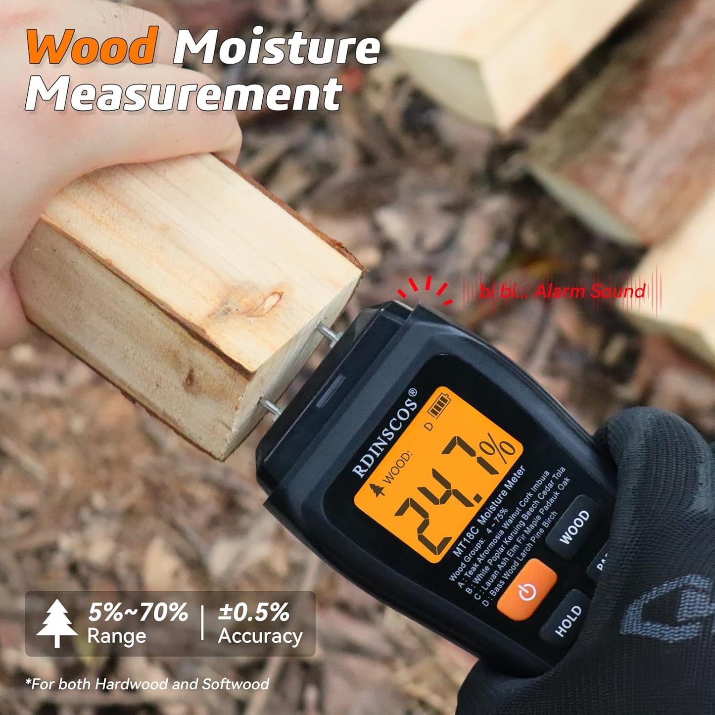Moisture Meter for Drywall, Wood Moisture Meters for Walls, Floor Humidity Detector, Lumber Firewood Moisture Meter for Wood, Like Hardwood and Softwood
