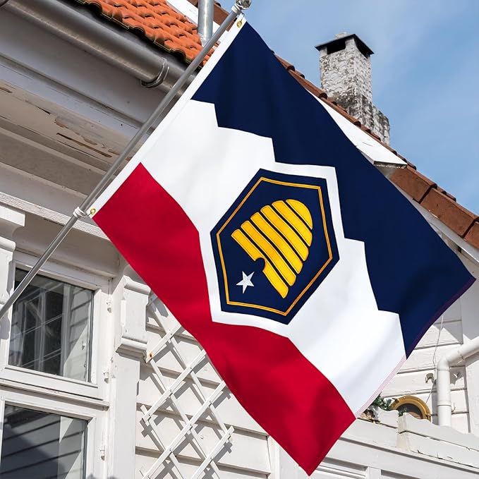 XIFAN Premium New Utah State Flag 3x5 ft Outdoor, Double Sided Embroidered Pattern, Heavy Duty 210D Nylon New UT Flags, the Strongest Longest Lasting for Outside with Sewn Stripes/Brass Grommets