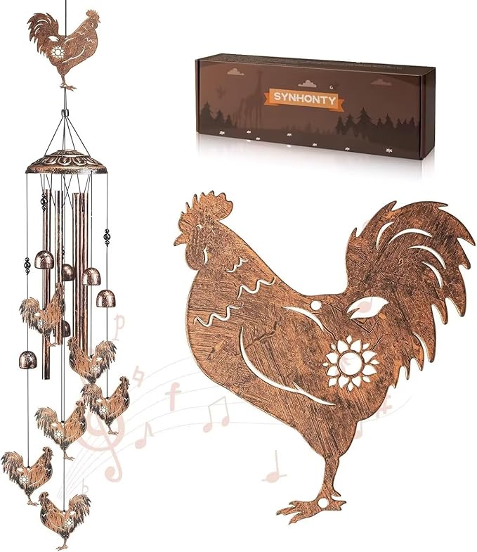 Chicken Wind Chimes for Outside,Gardening Gifts for Chicken Lover,Women,Men,Mom,Birthday Party Decorations,Memorial Gifts,Wind Chimes Outdoors,Indoors,Room,Home,Garden,Patio,Yard,Rooster Decor