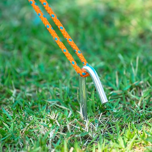 HARFINGTON 50pcs Garden Ground Stakes 6" U Pegs Galvanized Iron Landscape Staples Pointed Tip Loop Stake for Anchoring Lawn Ground Tubing Drip Irrigation Hoses