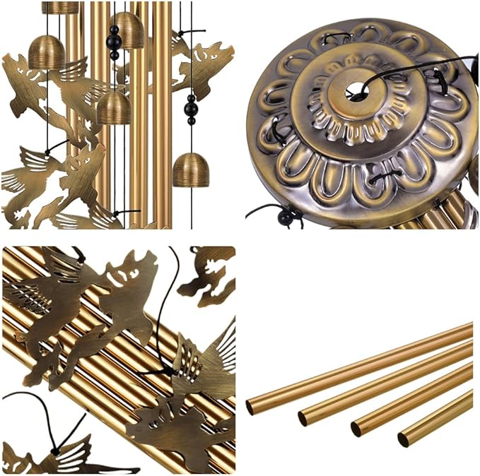 Outside Flying Pig and Horse Wind Chimes Decorate, Memorial Wind Chimes, Pigs Wind Catcher, Mobile Bronze Horses Pigs Wind Bells for Home, Yard, Tree, Patio, Garden Decoration, Festival Gifts for Mom