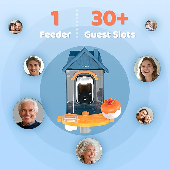 Bird Feeder with Camera Solar Powered in Outdoor Backyard :2K HD Video, AI-Powered Recognition Identifies 11000+ Species, Instant Capture and Notifications,Ideal Gift for Bird Lovers, Moms Dads.