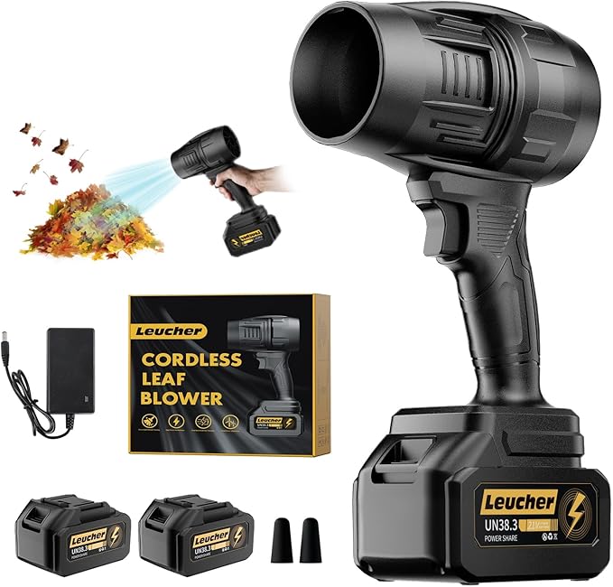 Leaf Blower Cordless,Hand Held Blower with 21V*2 Pcs Batteries,300000RPM Turbo Jet Blower,Portable Leaf Blower for Patio Cleaning,Lawn Care, Leaves and Dust