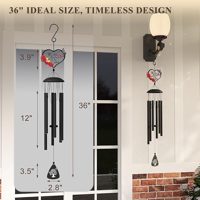 Memorial Gifts for Loss of Mom, 36" Sympathy Wind Chimes for Loss of Mother, WindChimes in Memory of a Loved One, Remembrance/Condolence/Bereavement Gifts in Memory of Mom