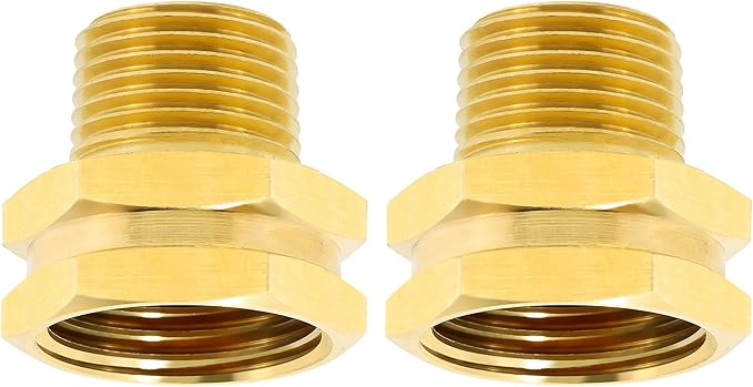 TAROSE 2 Pack Brass Garden Hose Adapter, 3/4” GHT Female x 1/2” NPT Male Connector, GHT to NPT Adapter Brass Hose Fitting,Brass Garden Hose to Pipe Fittings Connect