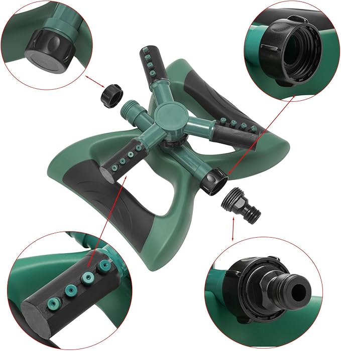 Garden Sprinkler for Large Area, 360°Rotating Lawn Sprinklers,Irrigation Grass Water Sprayer System, Garden Hose Sprinkler for Yard(Green)
