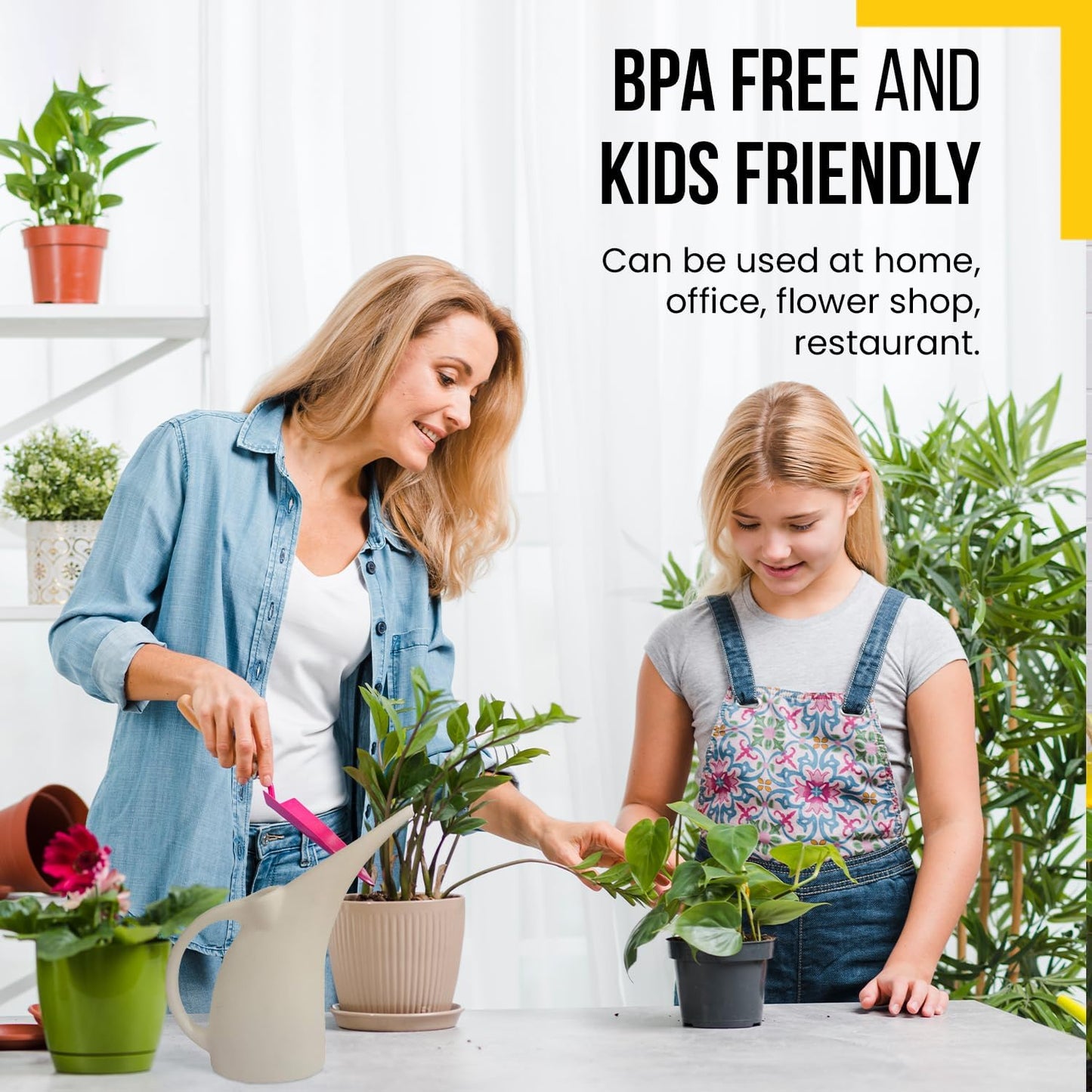 KP KOOL PRODUCTS Watering Can 1/2 Gallon - Small Watering Can for Indoor Plants - Outdoor Watering Can - White Plant Waterer - Plastic Watering Can for Garden - 1 Pack