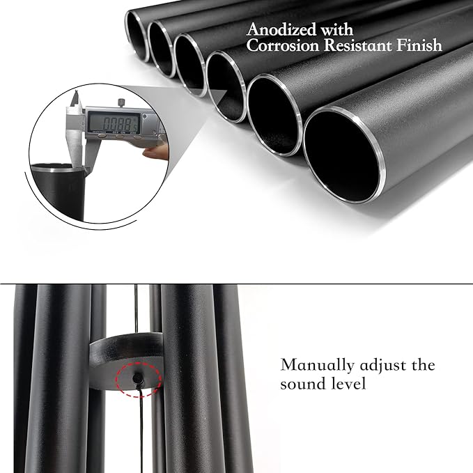 ASTARIN Extra Large Wind Chimes Outdoor Deep Tone,66 Inch Wind Chimes for Outside with 6 Tubes Tuned Relaxing Melody,Memorial Wind Chimes Large for Mom,Garden Decor,Black