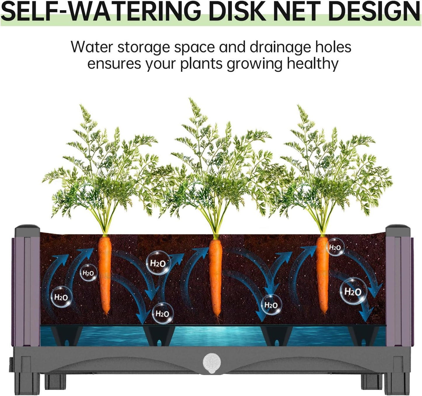 Raised Garden Bed Garden Planter Box with Drainage Holes, Plastic Raised Beds for Gardening Vegetables Herb Flowers,Garden Beds Outdoor for Garden Patio Deck Balcony