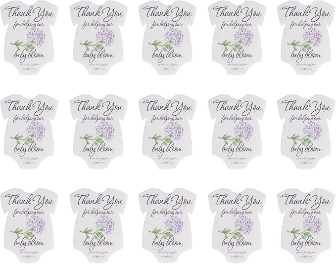 Onesie Seed Paper – 15 Hydrangea Baby Shower Favors for Guests with Wildflower Seeds, Writable & Plantable, Baby Shower Gifts for Guest