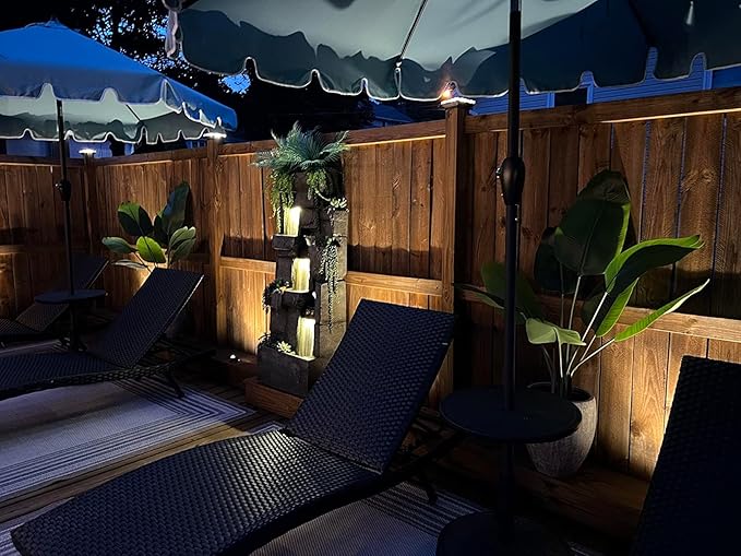 Garden Water Fountains Outdoor Floor Standing, 3 Tier Rock Waterfall Fountain with LED Lights and Pump for Garden, Patio, Backyard, Deck, Porch and Home Art Deco, 56.3" Very Tall