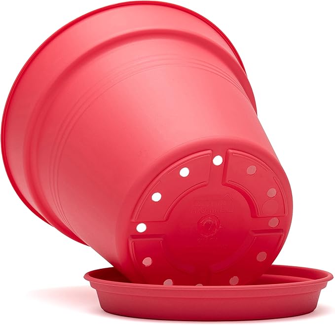 Mintra Home Garden Pots 4pk - Flowers, Herbs, Plants, Indoor, Outdoor, Colorful, Wholesale, Bulk (Coral, 19cm Diameter (7.5in))