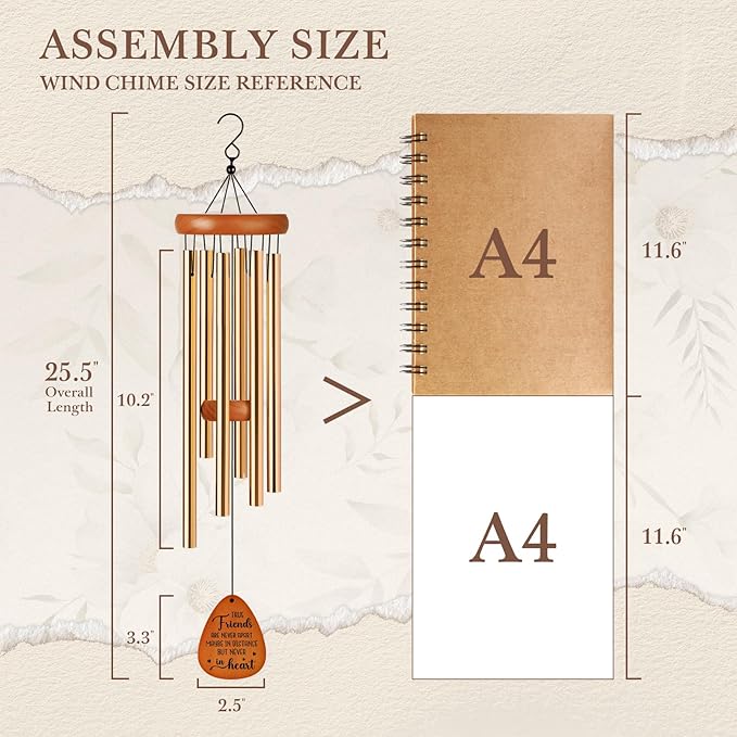 Aurahouse Best Friend Christmas Birthday Gifts for Women, Friendship Gifts for Women Friends Wind Chimes, Bestie Friendsgiving Gift for Best Friend Woman Men, Long Distance Friendship Gift