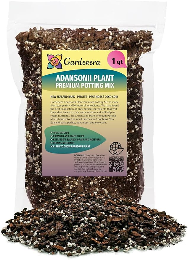 GARDENERA Monstera Adansonii Specialized Soil Mix - Improve Aeration, Drainage & Nutrient Retention - 1 Quart