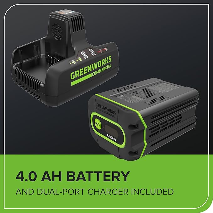 Greenworks 82V Brushless (760 CFM / 140 MPH) Cordless Leaf Blower, 4.0Ah Battery and Dual Port Charger (Great for Landscapers and Professionals)