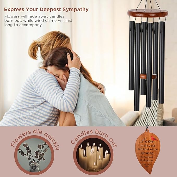 Sympathy Wind Chimes for Outside Deep Tone Windchimes Outdoors Memorial Wind Chimes for Loss of Loved One Mother Father Husband Wife Bereavement Memorial Gifts Sympathy Wind Chime Outdoor Patio Decor