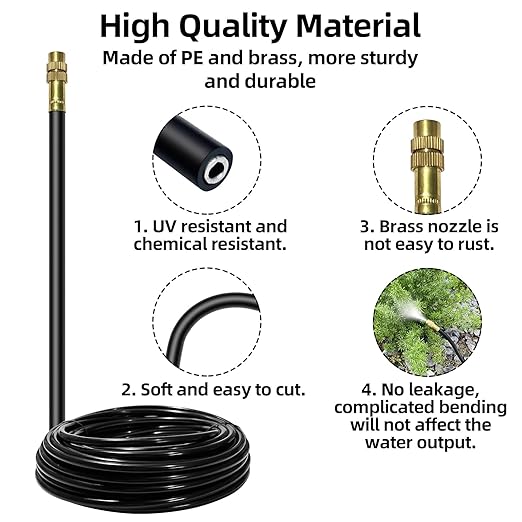360°Irrigation System for Garden - 60FT Drip Irrigation System with 19 Nozzles, Garden Watering System, Greenhouse Accessories, Atomizing System for Garden, Yard, Lawn, Potted Plants, 5/16 inch Hose