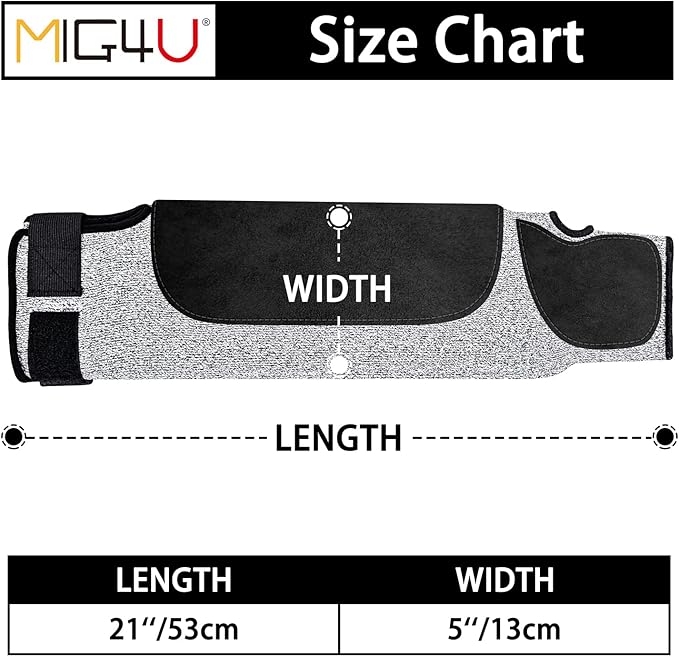 MIG4U Cut Resistant Sleeves with Leather Patches, Arm Safety Protection for Men and Women Thin Skin, Anti Puncture Level 5 Protective Arm Sleeve in Gardening, Farm, Welding, 18''