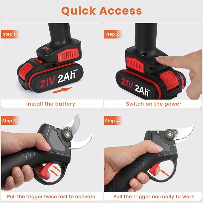 Anbull Electric Pruning Shears, Professional Cordless Electric Pruning Shears Pruner with 2PCS Backup Rechargeable 2Ah Lithium Battery Powered Tree Branch Pruner - 1.2inch (30mm) Cutting Diameter