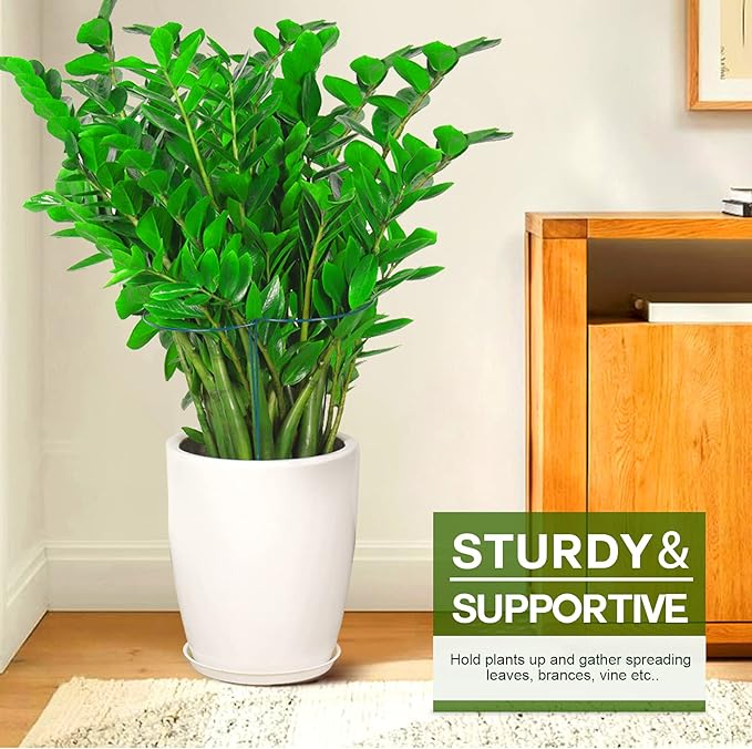 LEOBRO Plant Support Stakes, 6 PCS Peony Cages and Supports, Plant Stakes for Indoor Plants, Outdoor Plants, Monstera Tomato Hydrangea Support Cage, 10" W x 15.8" H