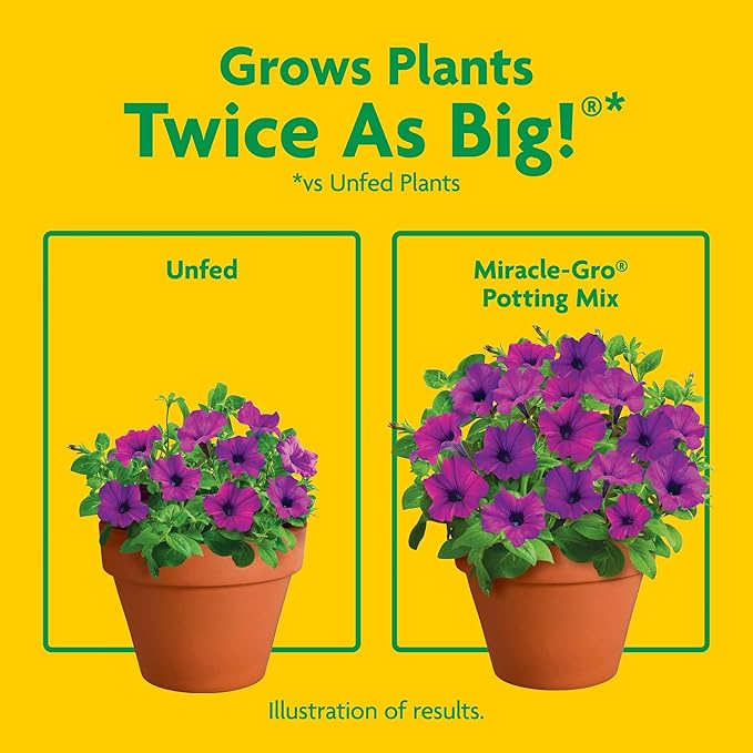 Miracle-Gro Potting Mix, For Container Plants, Flowers, Vegetables, Shrubs, Annuals, Perennials, Feeds up to 6 Months, 8 qt., 2-Pack