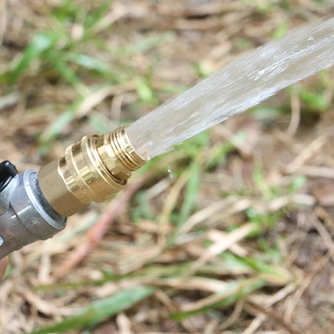 STYDDI 3/4-inch Full Flow Super Heavy Duty Hose Quick Connect Fittings, Lead-Free Brass Full Port Garden Hose Quick Connector Coupler, 3/4” GHT High-Volume Hose Quick Release Adapter Set, 2 Set