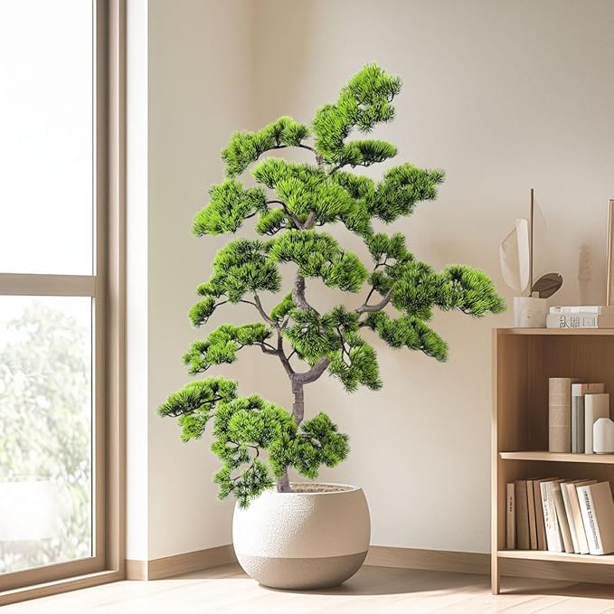 5ft Artificial Bonsai Tree - Large Faux Plants Indoor with Ceramic Pot, Realistic Fake Plants Decor for Home Office, Living Room, Farmhouse Zen Decor