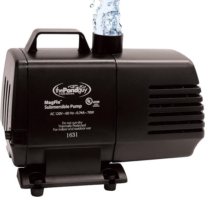 The Pond Guy MagFlo High-Efficiency Compact Pump for Small Water Gardens, Quiet Multi-Purpose System for Waterfalls, Fountains or Spitters, 460 GPH