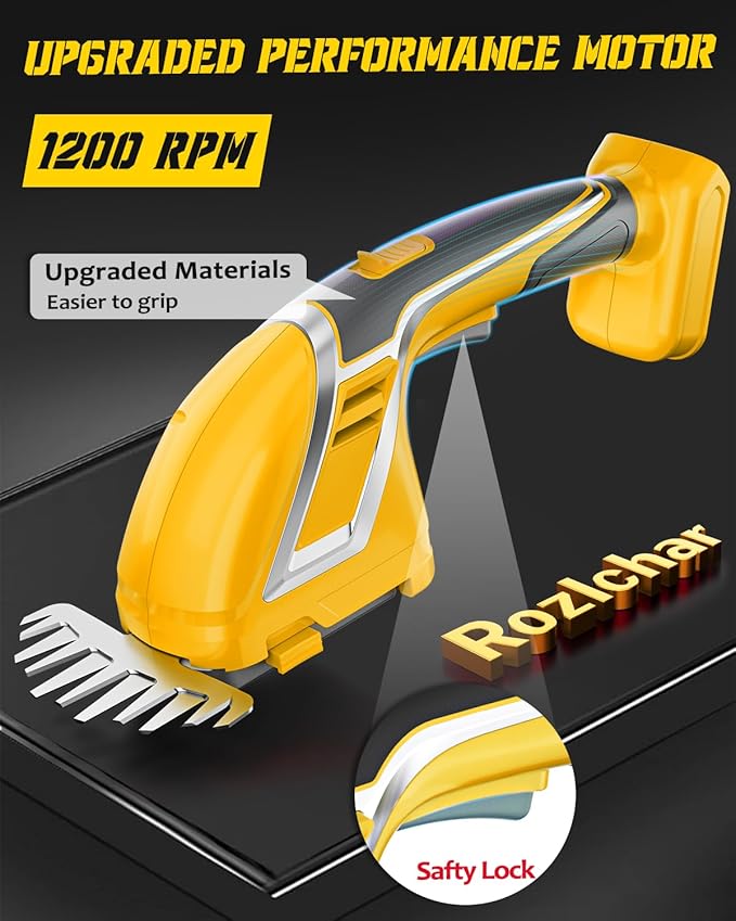 Rozlchar Cordless Hedge Trimmer & Grass Shears Handheld Compatible for Dewalt 20V Battery(No Battery), Lightweight 7.87'' Electric Hedge Trimmer 4.7" Grass Cutter Combo for Lawn, Backyard, Garden