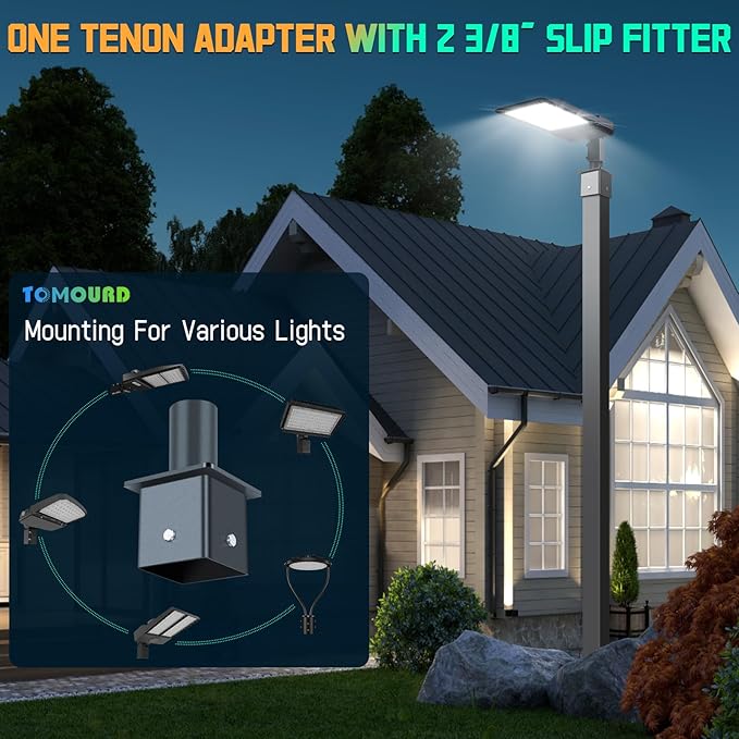 Tenon Bracket for 4" Square Pole with 2 3/8" O.D. Vertical Pole Mounting Bracket Arm Steel Heavy Duty Dark Bronze Slip Fitter Mount Accessories for Parking Lot Light Street Area Lighting