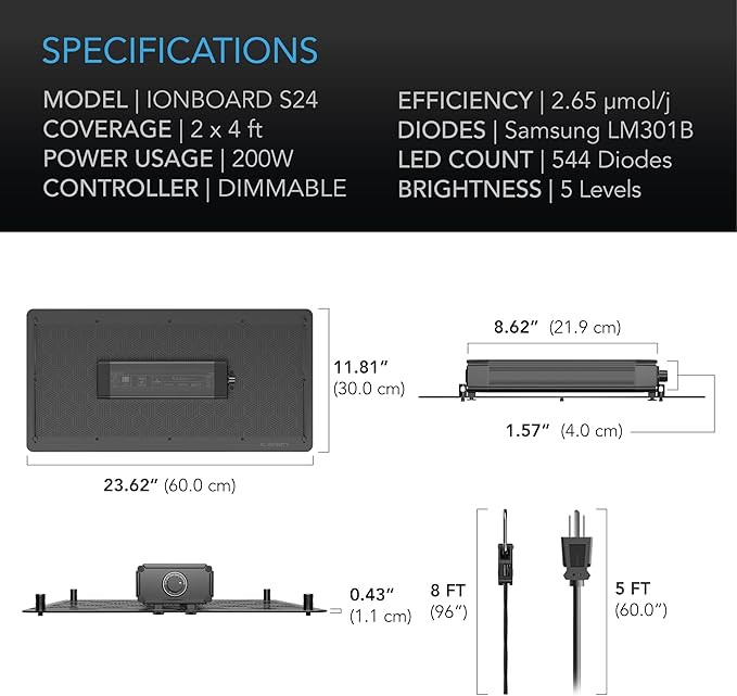 AC Infinity IONBOARD S24, LED Grow Light Board with Samsung LM301H Diodes, Deeper Penetration Full Spectrum Lighting, for Veg Bloom Indoor Plants in Grow Tents Greenhouses (2x4)
