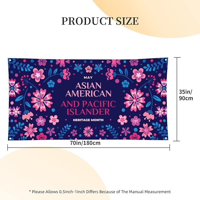 Asian Asian American and Pacific Islander Heritage Month Banner 3 x 6 ft Outdoor Yard Garden Flag Party Decoration Poster