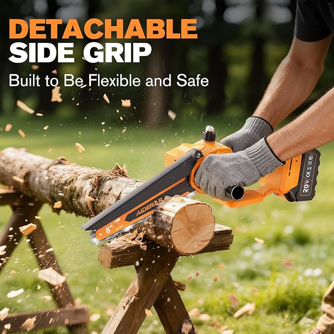 Mini Chainsaw Cordless Battery Powered, 8 Inch & 6 Inch Brushless Electric Chain Saw with 2 Pack 4.0Ah Batteries, Small Handheld Portable Chainsaw for Tree Trimming Wood Cutting Gardening Gift