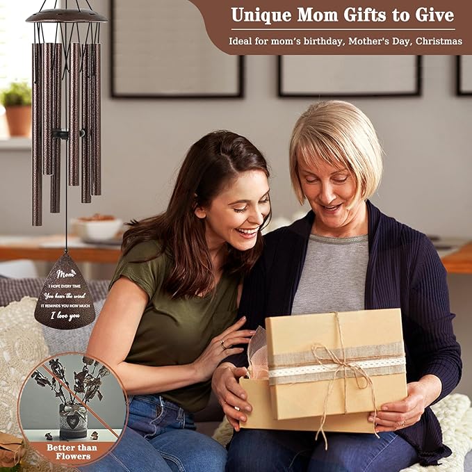 Gifts for Mom, 32" Bronze Wind Chimes, Birthday Gifts for Mom from Daughter Son, Christmas Birthday Gift for Mama Mother in Law