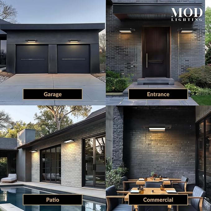 ๐ ๐ข๐ ๐๐๐๐๐ง๐๐ก๐ Brooklyn | Modern Outdoor Wall Lights LED, Exterior Wall Sconce Lights, Stainless Steel Outdoor Light Fixture, IP65 Waterproof Lights, 1 Pack (Black | Warm White | Medium 24")