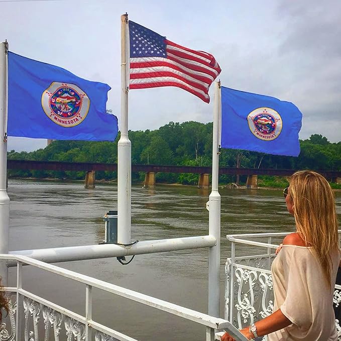 XIFAN Premium Minnesota State Flag 3x5 ft Outdoor, Double Sided Embroidered Image, Heavy Duty 210D Nylon MN Flags, the Strongest Longest Lasting for Outside with Sewn Stripes/Brass Grommets