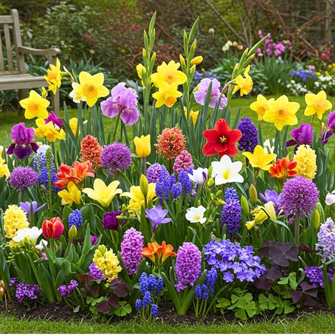 Complete Spring and Fall Flower Garden | 50 Fresh Bulbs | Bloom All Spring and Summer, Easy to Grow Flower Bulb, Indoor/Outdoor