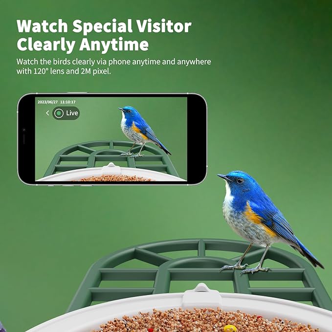 Bird Feeder with Camera with AI Identify Birds Species Solar Panel, Smart Bird House with Cam, 2K Live View, Instant Arrival Alerts
