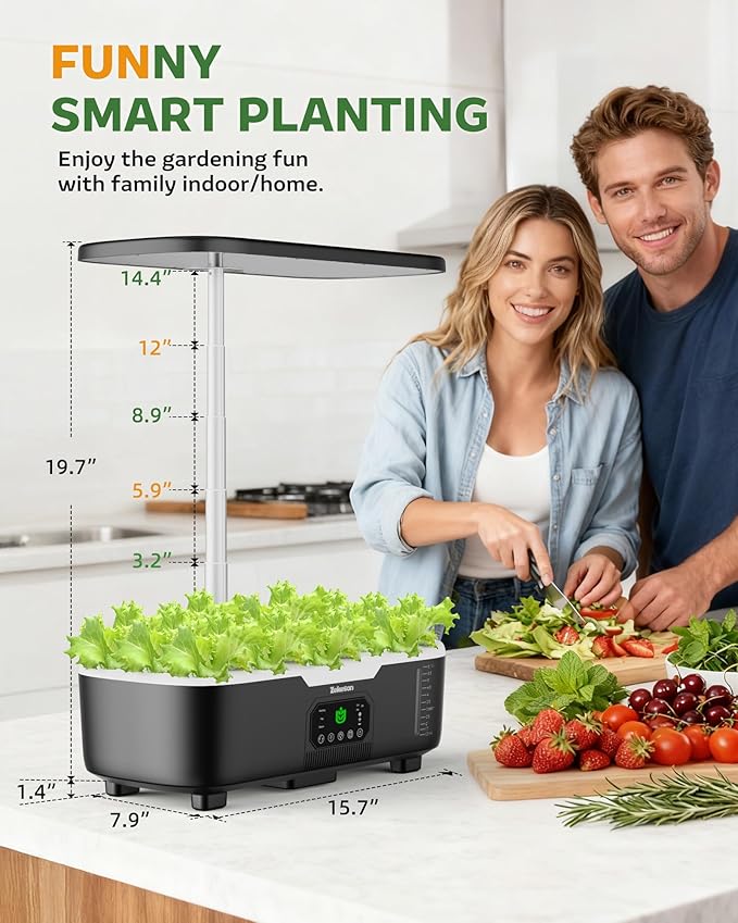 Misting Hydroponic Growing System Kit 15-Pods Indoor Smart Herb Garden Planter with LCD Touch Panel 6L Large Tank for Herb/Vegetables/Flowers/Fruits,Birthday&Christmas Gifts for Gardening Beginners