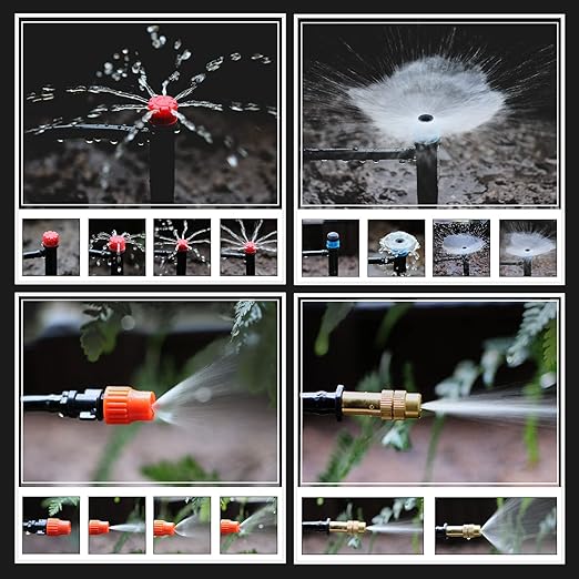 Drip Irrigation Kit, MUCIAKIE 233FT Irrigation System, Automatic Patio Misting Plant Garden Watering System with 1/4 inch 1/2 inch Black Distribution Tubing Hose Adjustable Nozzle Emitters Sprinkler