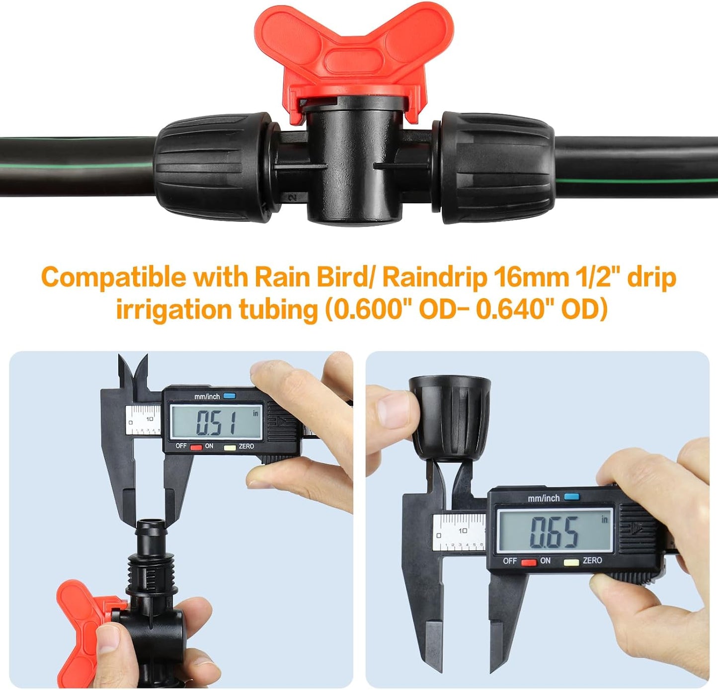 8 Pack Drip Irrigation Valve for 1/2 Inch Drip Tubing (1/2" ID x 0.65" OD):1/2'' In-line Locked Barbed Ball Valve Drip Line Shut Off Valve Parts In Irrigation System for Garden
