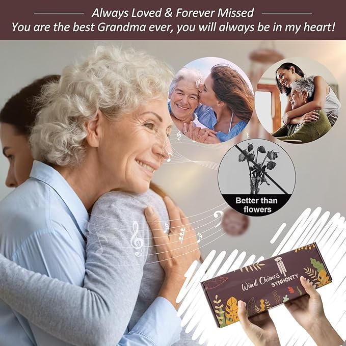 Memorial Gifts for Loss of Grandmother, 25''Memorial Wind Chimes for Loss of Grandma,Sympathy Gifts for Loss of Grandmother, Bereavement, Condolence, Remembrance Gifts,Windchimes in Memory of Grandma