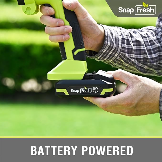 SnapFresh 20V Hedge Trimmer Cordless, 2 in 1 8.67" Electric Shrub Trimmer and 4.72” Grass Shears with 2.0Ah Li-ion Battery and Charger, Handheld Grass Cutter/Bush Trimmer for Garden Yard