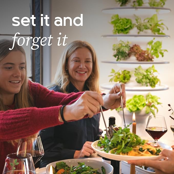 Farmstand Starter Kit with Glow Rings and 18 Seedling Credits | Small Hydroponic Growing System Kit | Vertical Garden Planter Tower | 4ft 3in Tall